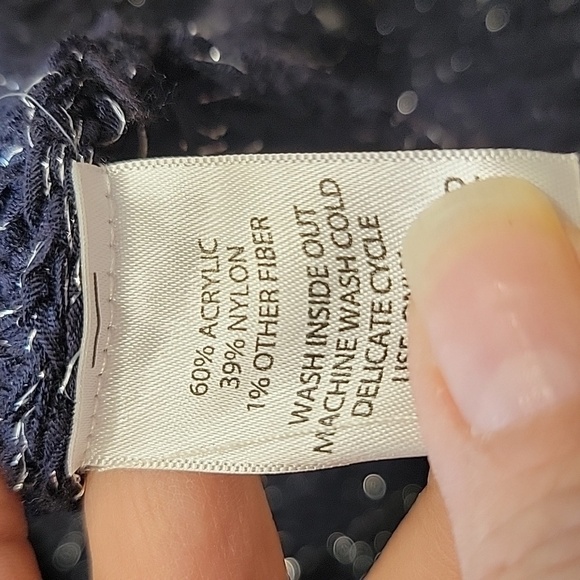 Kenar Size S Navy Blue with Silver Thread Long Sleeve Sweater, Gently Used Cond - Picture 10 of 10